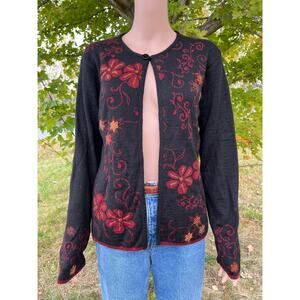 Alpaca Meadows Reversible Floral One Button Cardigan